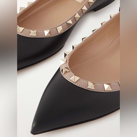 VALENTINO GARAVANI Rockstud leather pointed toe flats 37.5 - Picture 3 of 12